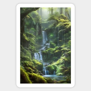 Waterfalls in a Greenish Forest Sticker